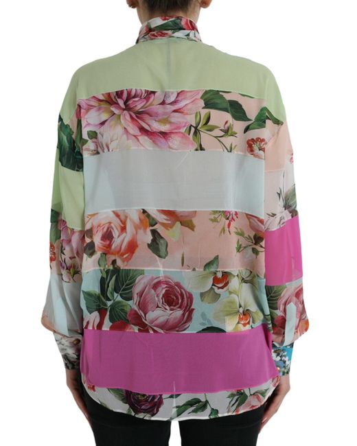 Dolce & Gabbana Multicolor Elegant Silk Blend Long Sleeve Top
