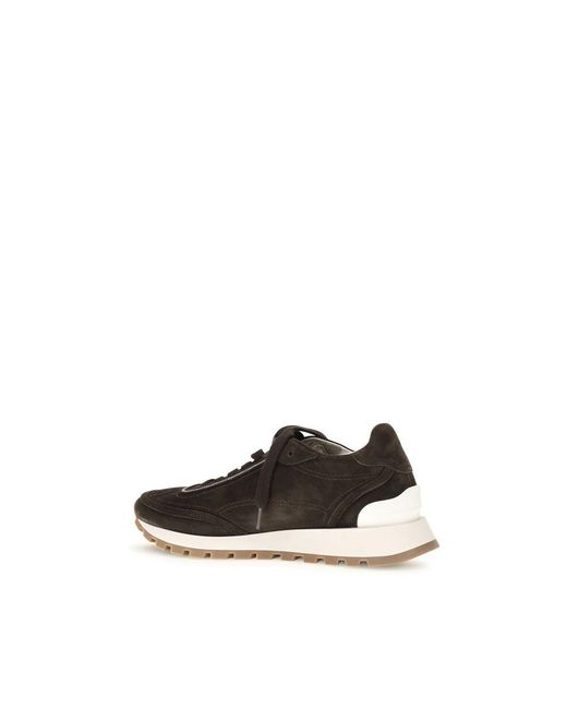 Brunello Cucinelli Black Brown Suede Leather Low Top Sneakers