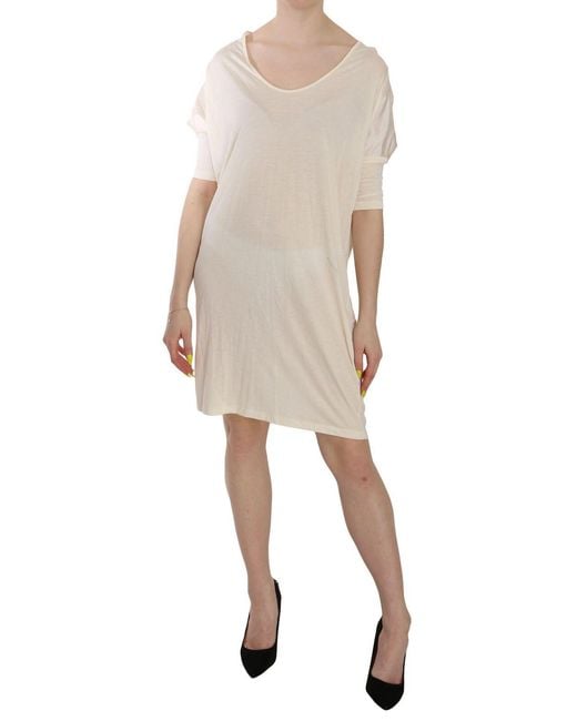 CoSTUME NATIONAL Natural Costume Nationa Chic Cream A-Line Elbow Sleeve Dress