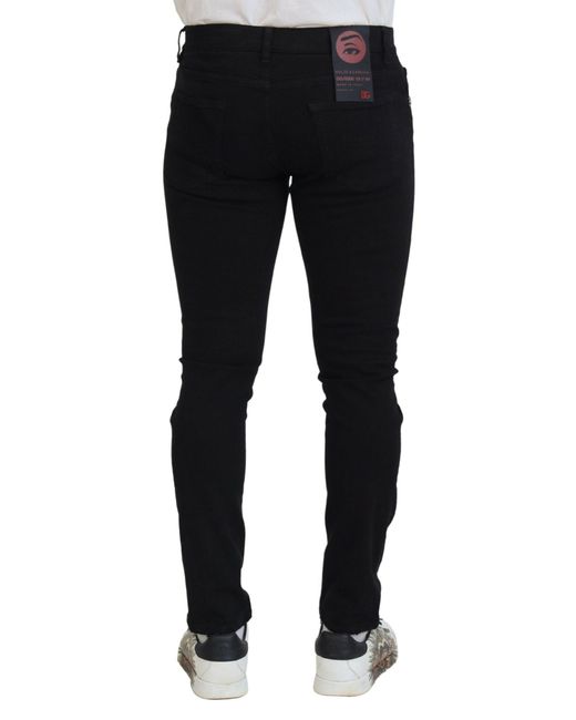 Dolce & Gabbana Black Svelte Tattered Slim Fit Denim for men