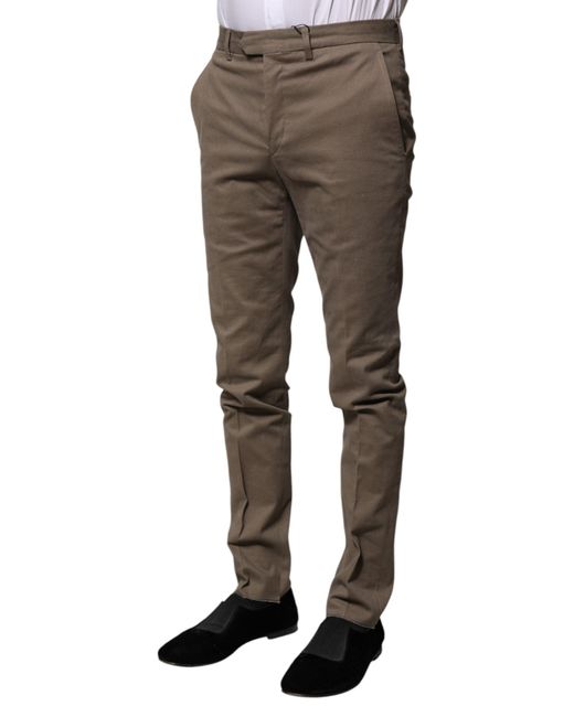 Bencivenga Gray Brown Cotton Tapered Formal Dress Pants for men