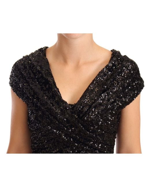 Dolce & Gabbana Black Elegant Sequined Open Shoulder Gown