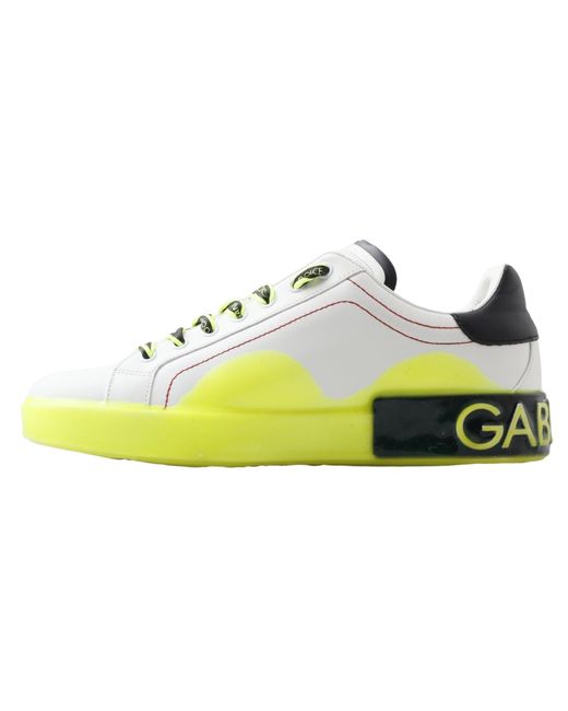 Dolce & Gabbana Black Portofino Leather Sneakers Shoes for men