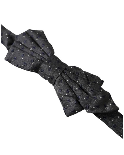Dolce & Gabbana White Silk Patterned Adjustable Neck Papillon Bow Tie for men