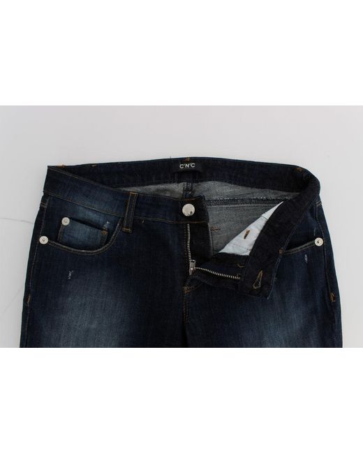 CoSTUME NATIONAL Cotton Slim Fit Bootcut Jeans Blue Sig30198