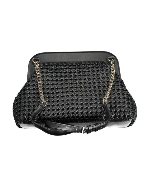 Guess Black Chic Polyurethane Satchel With Logo Detail