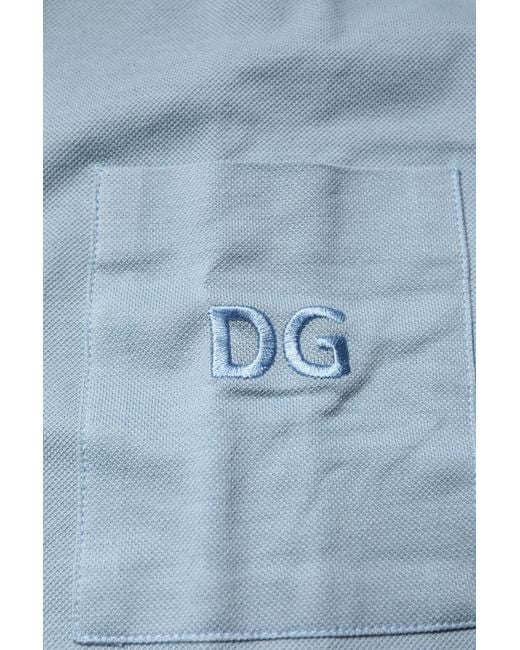 Dolce & Gabbana Blue Cotton Button Down Casual Men Polo Shirt for men