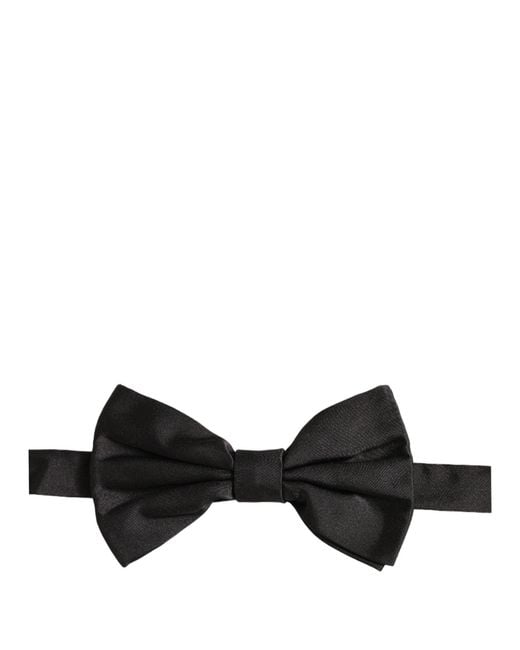 Dolce & Gabbana Men Black 100% Silk Adjustable Neck Papillon Bow Tie for men