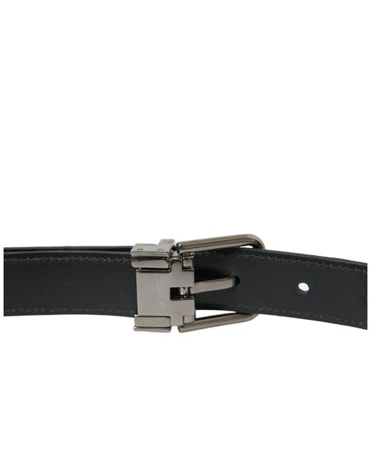 Dolce & Gabbana Black Elegant Leather Belt With Metal Buckle