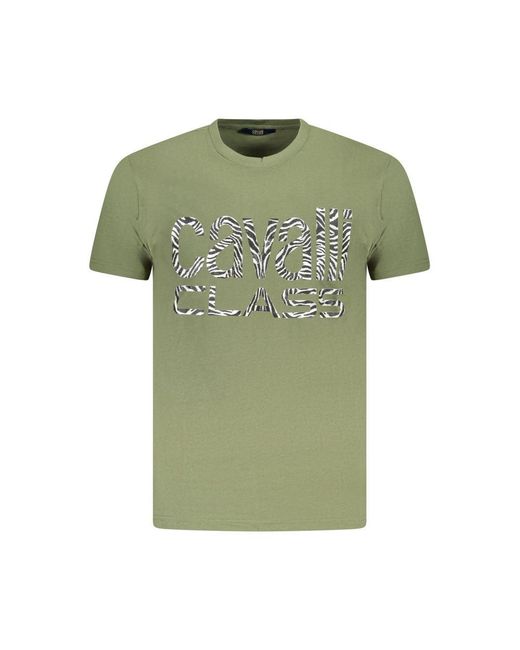 Roberto Cavalli Green Cotton T-Shirt for men