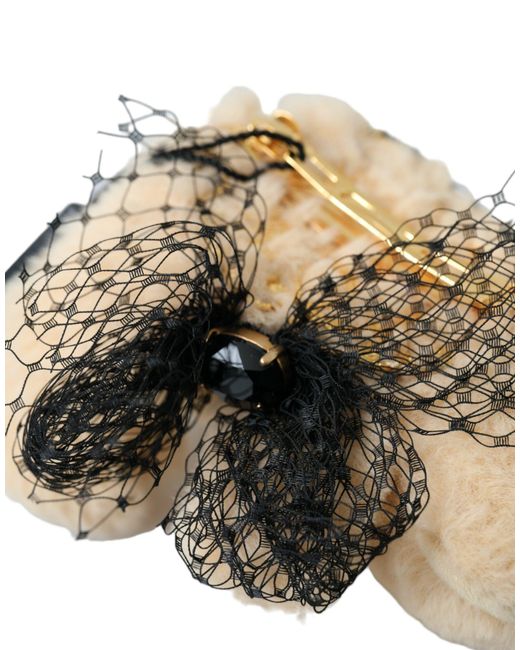 Dolce & Gabbana Natural Teddy Bear Mesh Net Band Hair Clip
