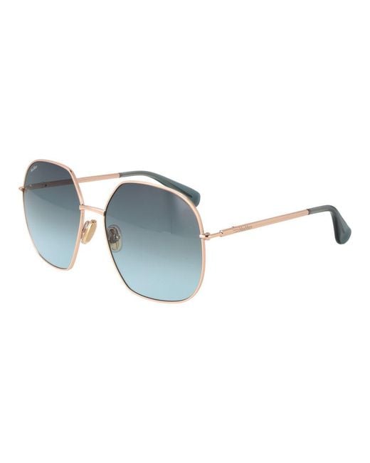 Max Mara Blue Rose Gold Metal Sunglasses