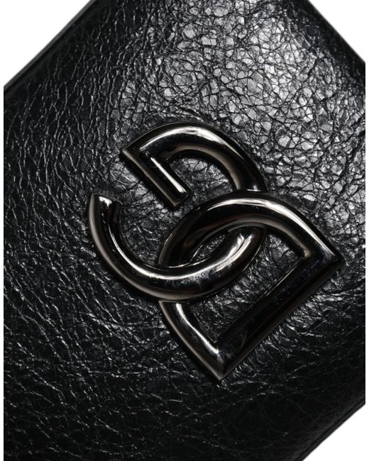 Dolce & Gabbana Black Leather Purse Crossbody Chain Sling Phone Bag for men