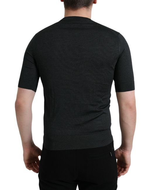 Dolce & Gabbana Black Elegant Silk Crew Neck Tee for men