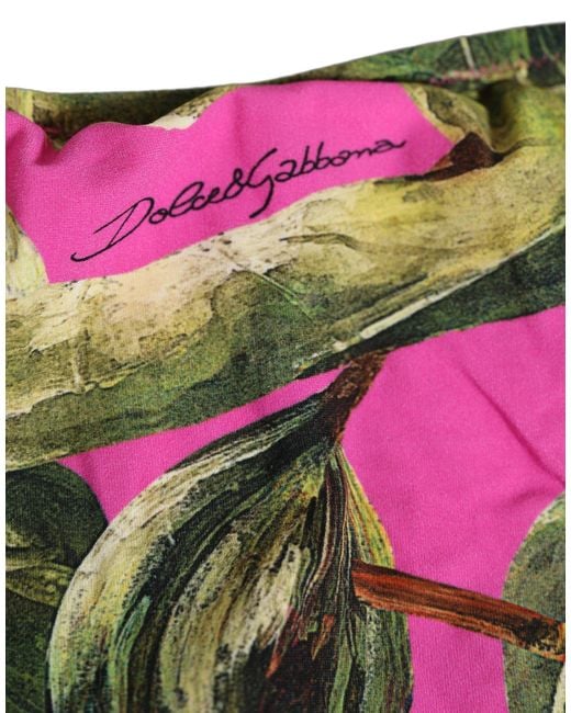 Dolce & Gabbana Fuchsia Pink Fig Print Beachwear Bikini Bottom