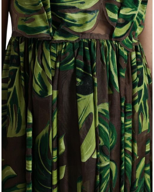 Dolce & Gabbana Green Elegant A-Line Sleeveless Silk Blend Dress