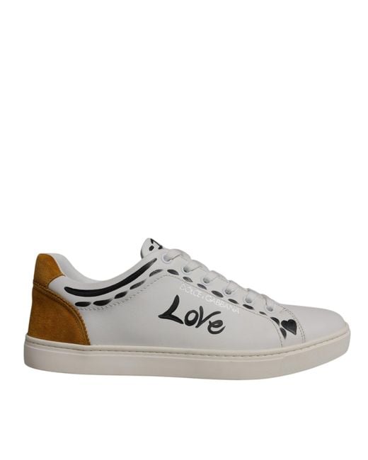 Dolce & Gabbana Multicolor White Suede Leather Low Top Sneakers Shoes for men