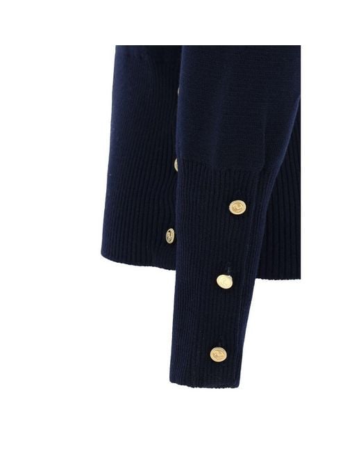 Thom Browne Blue Thom E Milano Stitch Classic Crew Neck Pullover