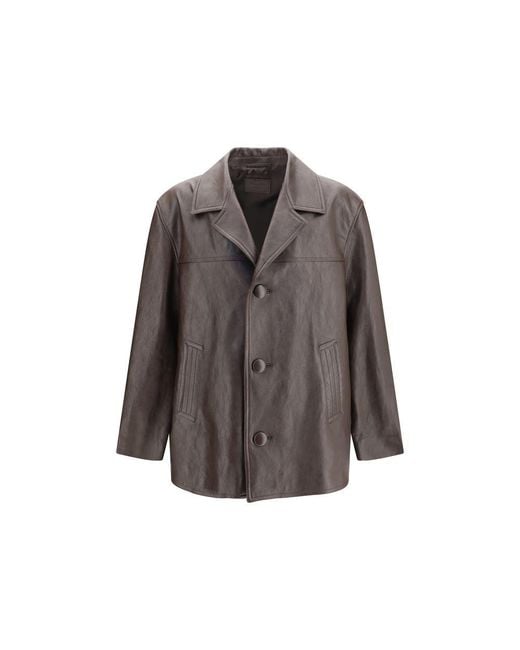 Prada Brown Lamb Leather Leather Jacket for men