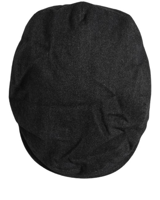 Dolce & Gabbana Men Black Cotton Flat Cloth Newsboy Cap Hat for men