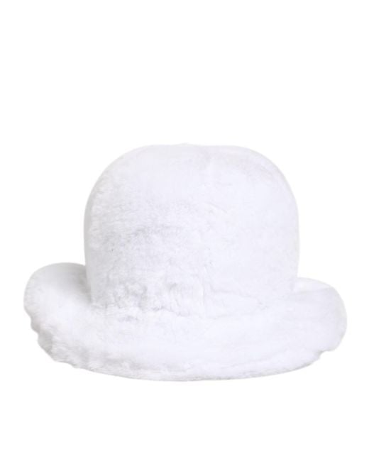 Dolce & Gabbana White Modacrylic Fur Bucket Men Capello Hat for men