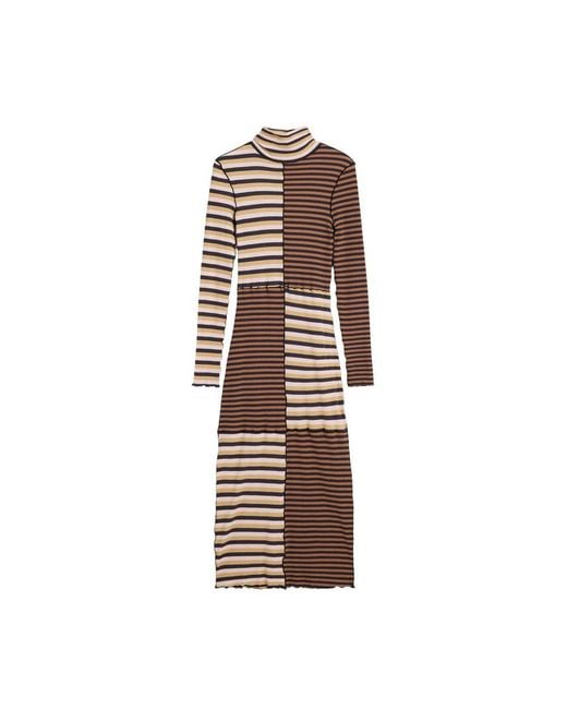 Desigual Brown Cotton Long Dress