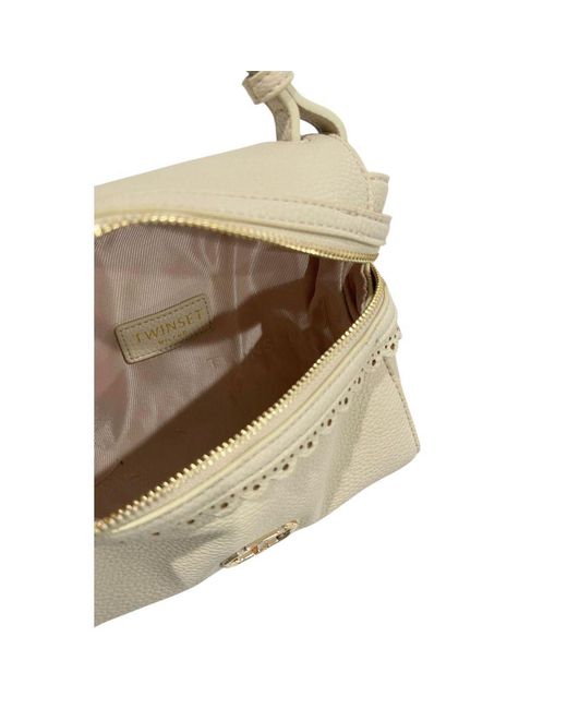 Twinset Metallic Beige Pu Handbag