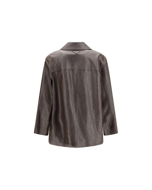 Prada Brown Lamb Leather Leather Jacket for men
