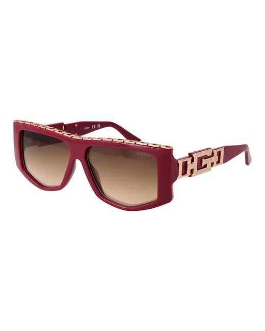 Guess Red Multicolor Stainless Steel Sunglasses for men