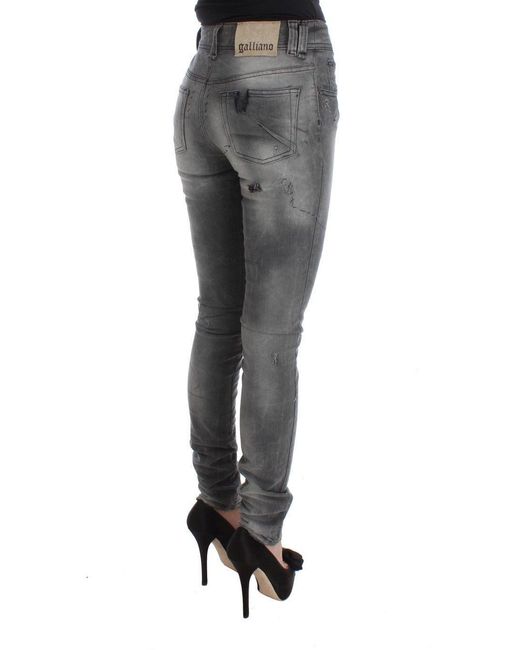 John Galliano Gray Wash Cotton Blend Slim Fit Denim Jeans Pants
