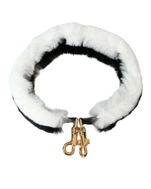 Dolce & Gabbana Black Lapin Fur Accessory Shoulder Strap