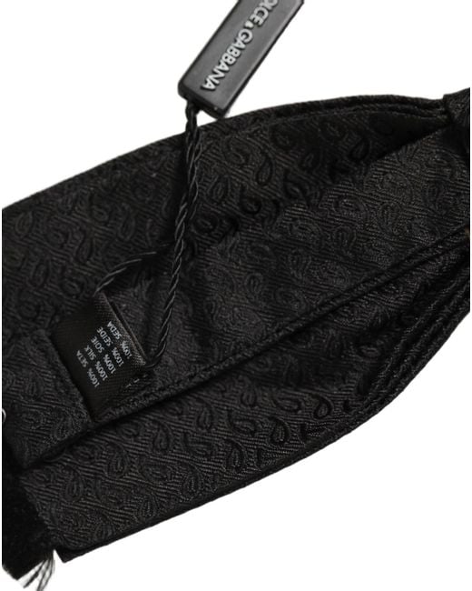 Dolce & Gabbana Men Black 100% Silk Adjustable Neck Papillon Bow Tie for men