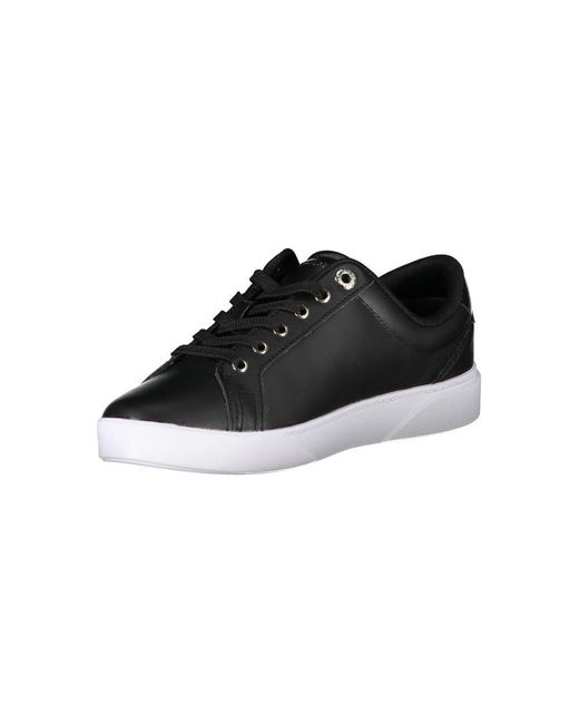 Tommy Hilfiger Black Chic Lace-Up Sneakers With Contrast Sole