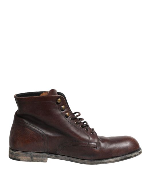 Dolce & Gabbana Brown Lace Up Short Ankle Boots Men Shoes for men