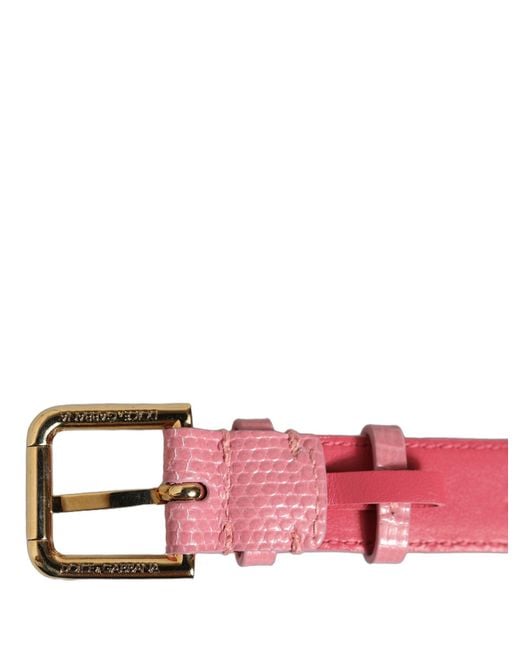 Dolce & Gabbana Pink Textured Leather Gold Buckle Belt Strap Bracelet