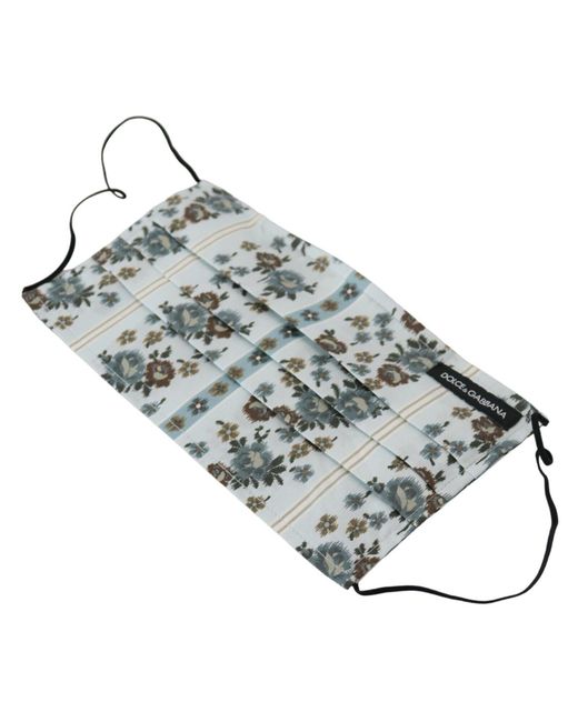 Dolce & Gabbana Black Chic Floral Pleated Cotton Face Mask