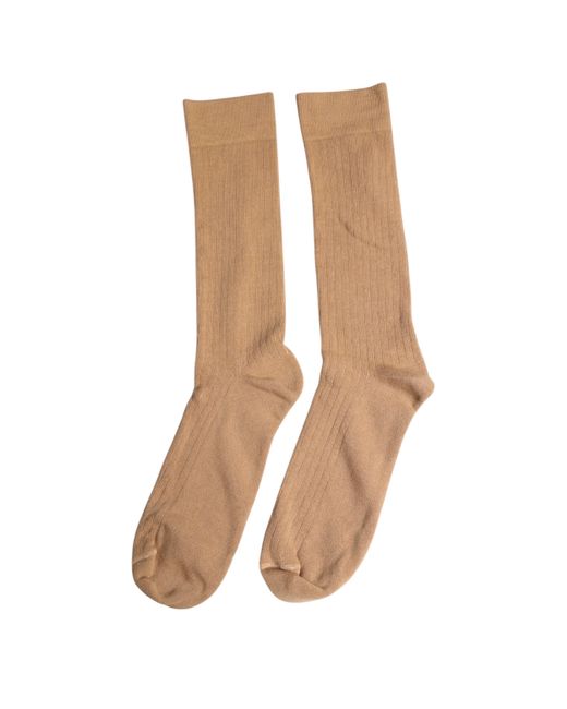 Dolce & Gabbana Natural Brown Solid Cotton Mid Calf Men Socks for men