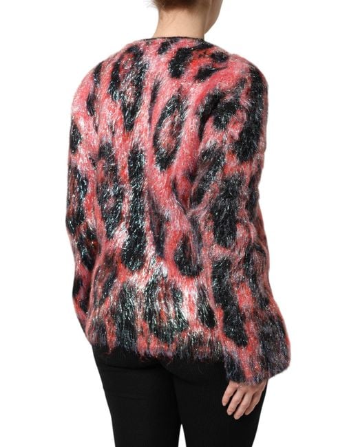 Dolce & Gabbana Red Mohair Wool Button Down Cardigan Sweater