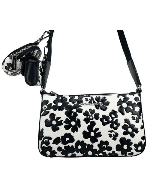 Michael Kors Black Floral Crossbody Tech Attachment Bag Purse