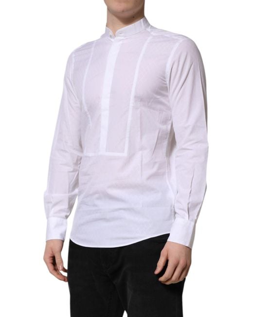 Dolce & Gabbana White Cotton Slim Long Sleeves Formal Shirt for men