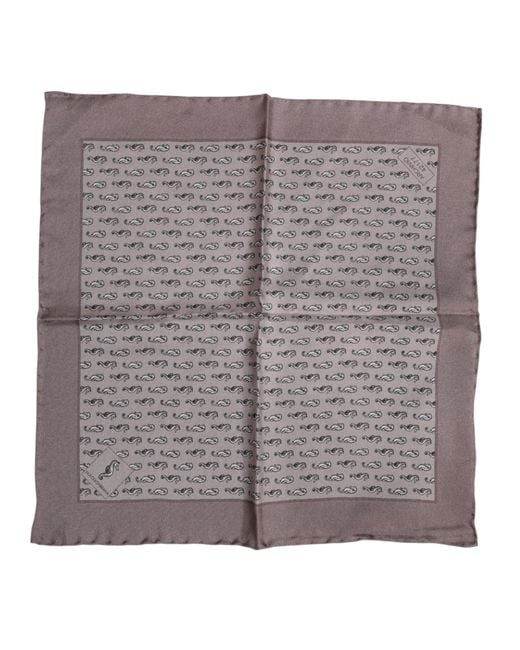 Dolce & Gabbana Gray Brown Sea Horse Silk Square Foulard Scarf for men