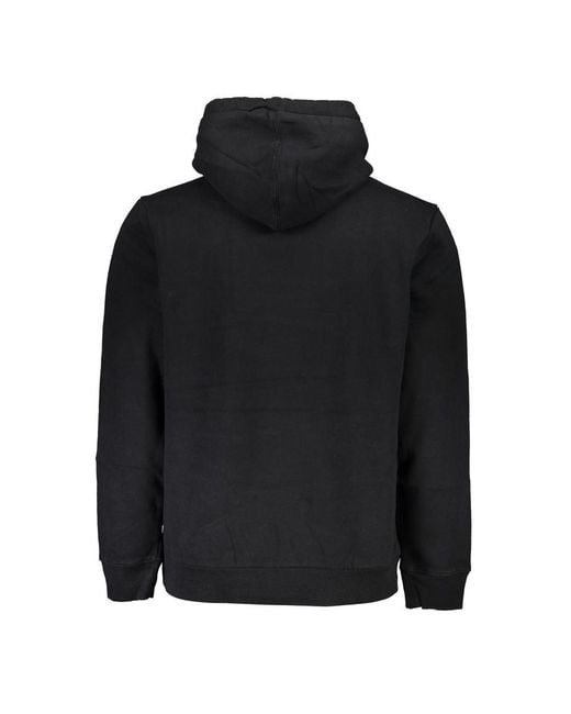 Napapijri Black Elegant Fleece Hooded Sweatshirt With Embroidery for men