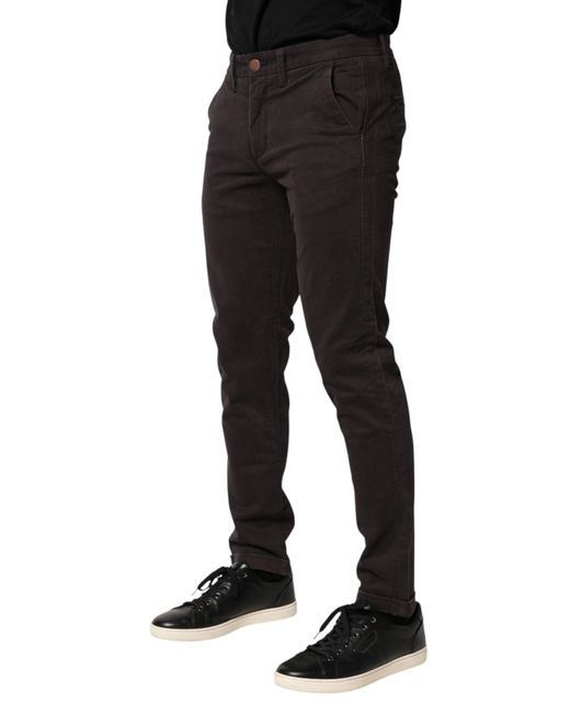 Sun 68 Black Dark Brown Cotton Stretch Skinny Mid Waist Men Trouser Pants for men