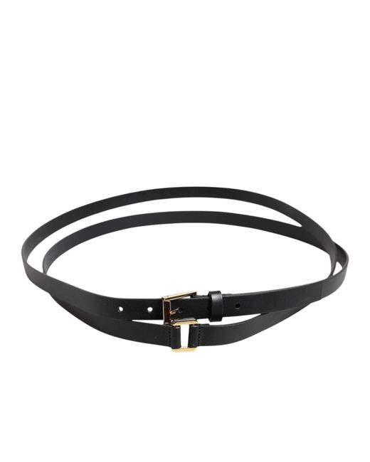 Dolce & Gabbana Black Double Strap Leather Buckle Belt for men