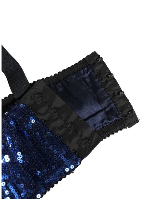 Dolce & Gabbana Blue Sequined Nyon Balconnet Bra Underwear Nylon Clothing