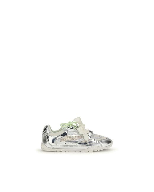 Pinko White Silver Calf Leather Bos Taurus Athletic Sneakers
