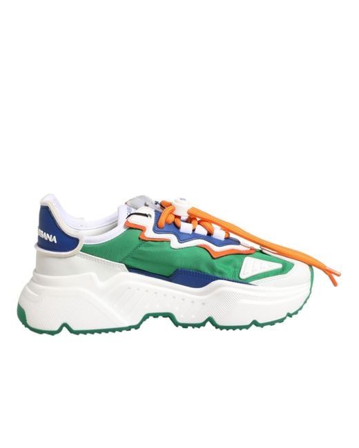 Dolce & Gabbana Green Multicolor Daymaster Low Top Sneakers Shoes