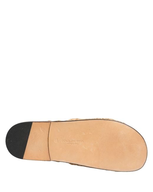 Dolce & Gabbana Natural Beige Straw Raffia Slides Sandals Flats Shoes for men