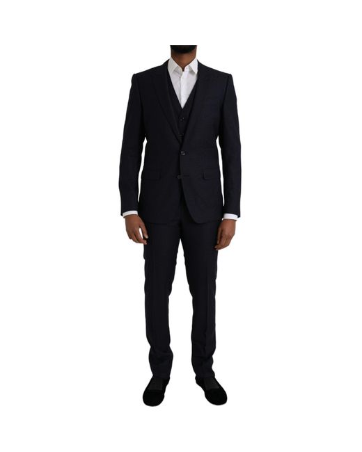 Dolce & Gabbana Black Fantasy Martini Formal 3 Piece Suit for men