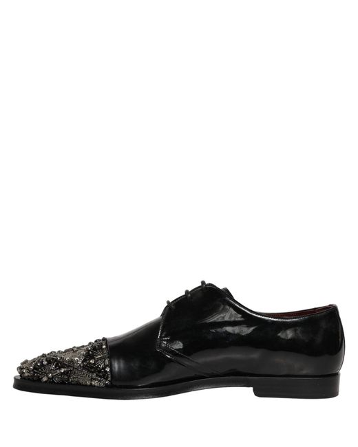 Dolce & Gabbana Black Embellished Men Derby Dress Formal Shoes for men
